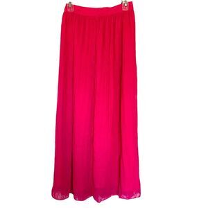 H&M Raspberry Pink Textured Zipper Waist Loose Maxi Skirt Size 4